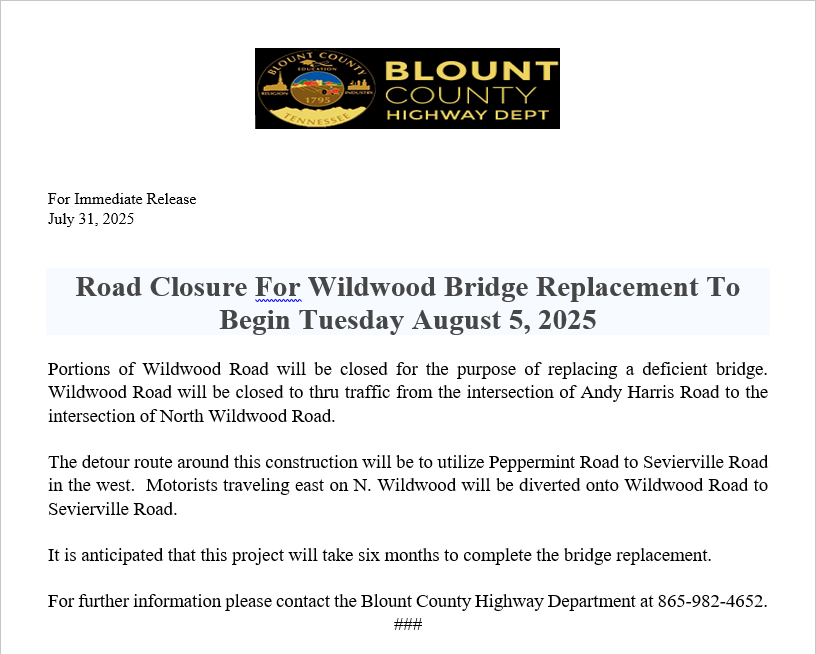 WWd Bridge Closure