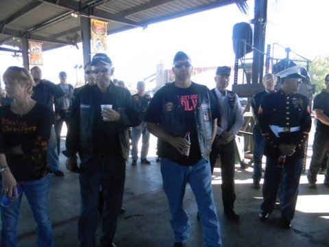 Shot of people at the Shed building